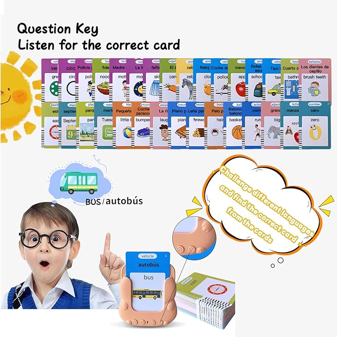 Toddler Toys Spanish & English Talking Flash Cards 3 4 5 6 Year Old Boys and Girls, 224/510 Sight Words, Montessori Toys, Autism Sensory Toys, Learning Educational Toys (Bilingual-224) - Toyigo