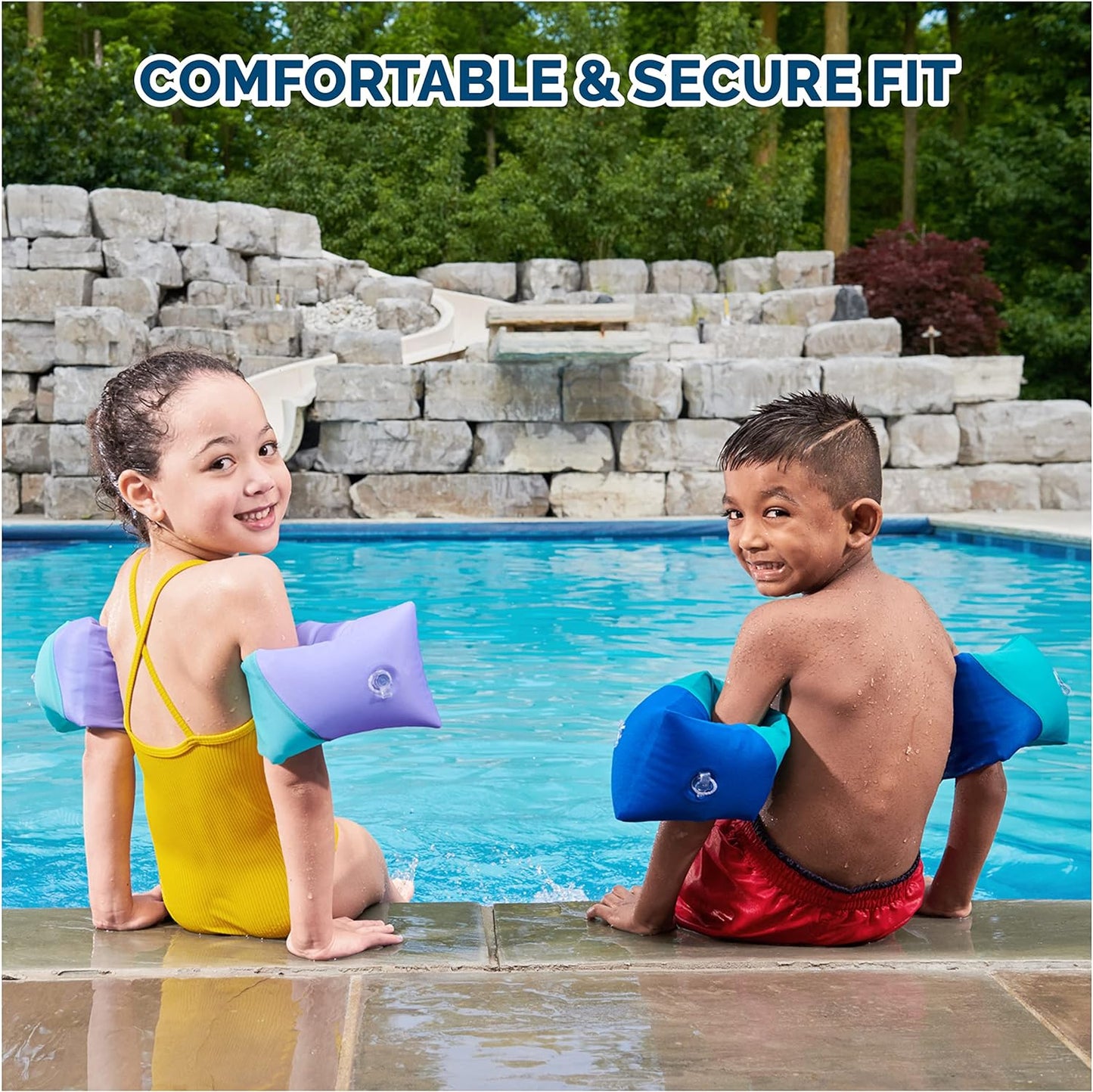 Soft Swimmies Toddler Floaties, Learn-to-Swim Inflatable Pool Floats & Arm Floaties, Swimming Pool Accessories for Kids Aged 3-5, Purple Kids Toys