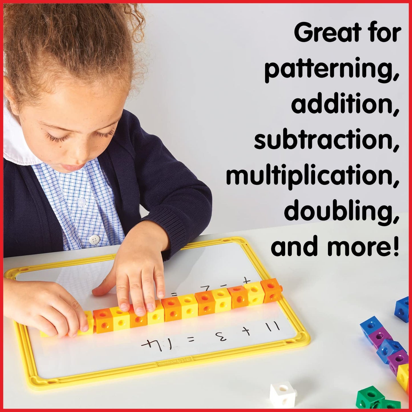 Linking Cubes, Set of 100 - Connecting and Counting Snap Blocks, Construction and Early Math For Preschool and Elementary Aged Kids