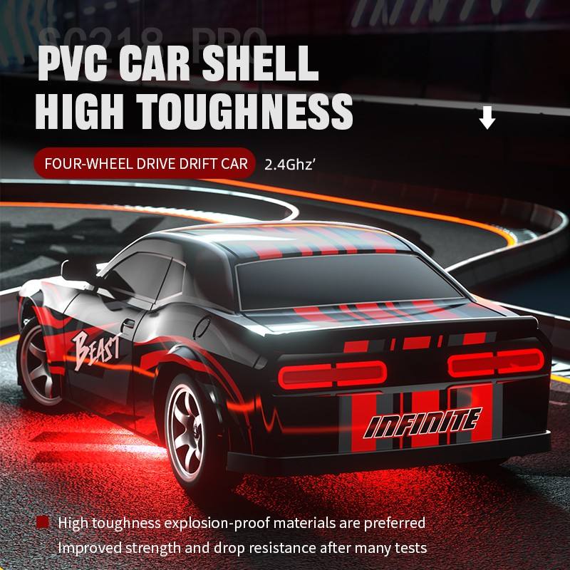 Toys High Speed Sport RC Car Racing Vehicle – 1/16 Scale, 2.4GHz On-Road 4WD Drift Car with LED Lights, Dual Tires, and Rechargeable Batteries