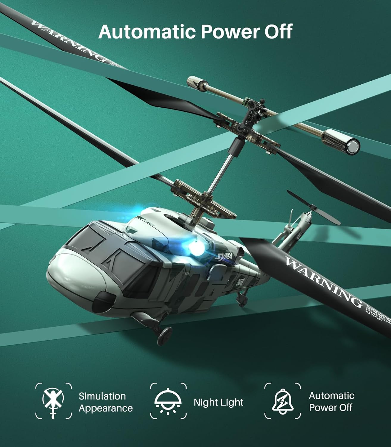 RC Military Helicopters, Remote Control Helicopter, Army Fans with Lifelike Simulation, Stunning Night Flights, Upgraded Protection System, 3.5 Channel,Altitude Hold for Kids Adults - Toyigo