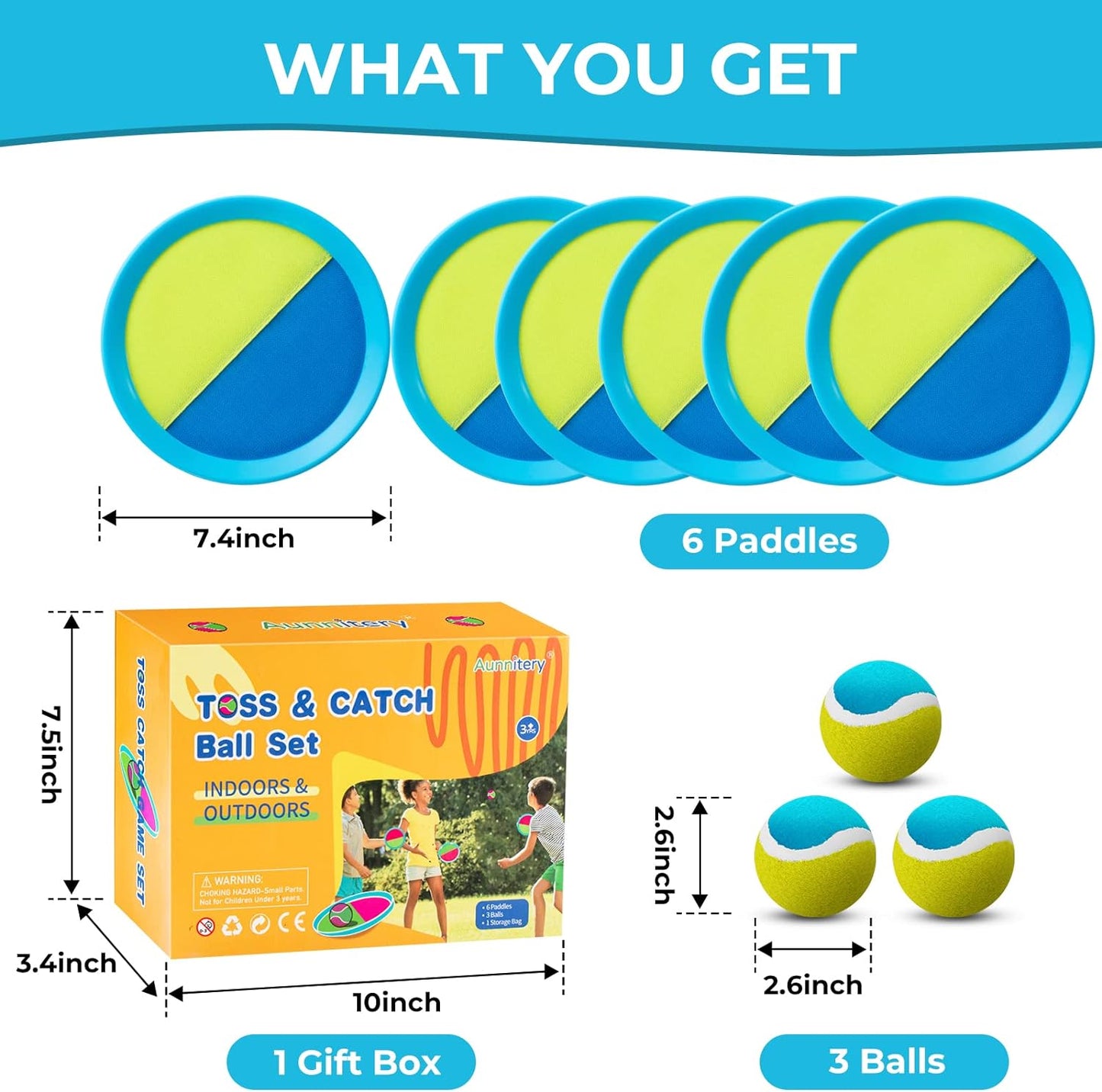 Kids Toys, Outdoor Games, Beach Toys, Toss and Catch Ball Set, Perfect Beach Games Sets Playground Sets for Backyards Easter Gifts for Kids