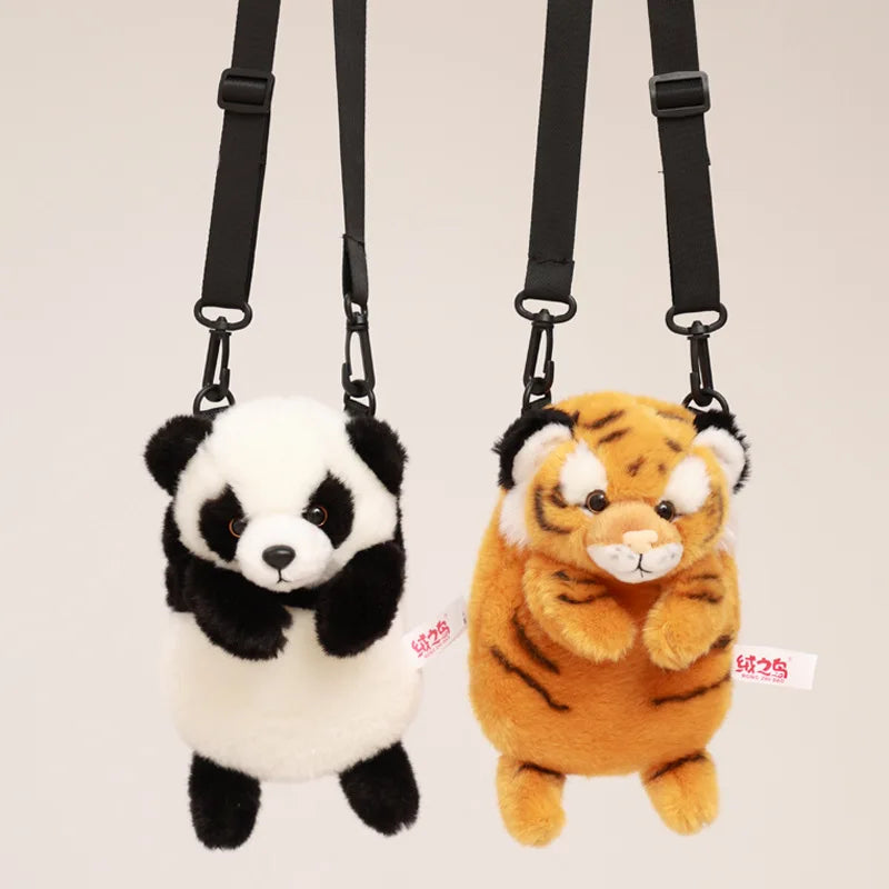 Soft Plush Toy Backpack, Panda Tiger Plush Backpack, Stuffed Animal Schoolbag, 25cm Kindergarten Adjustable Bag for  Children's Gift Backpack - Toyigo