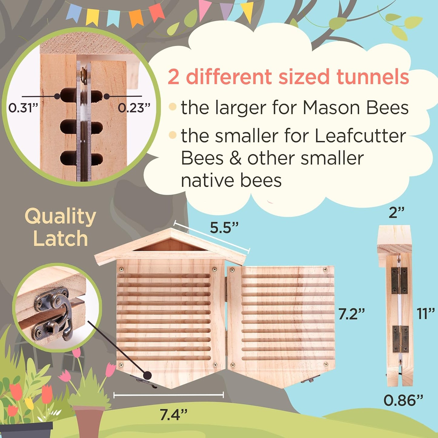 Native Bee Habitat Observatory, Nature Kit Bug Hotel, Bee House for Pollinator Bees, Mason Bee Houses for Pollinating Bees, Bug Habitat Toys for Kids 3-5 - Toyigo