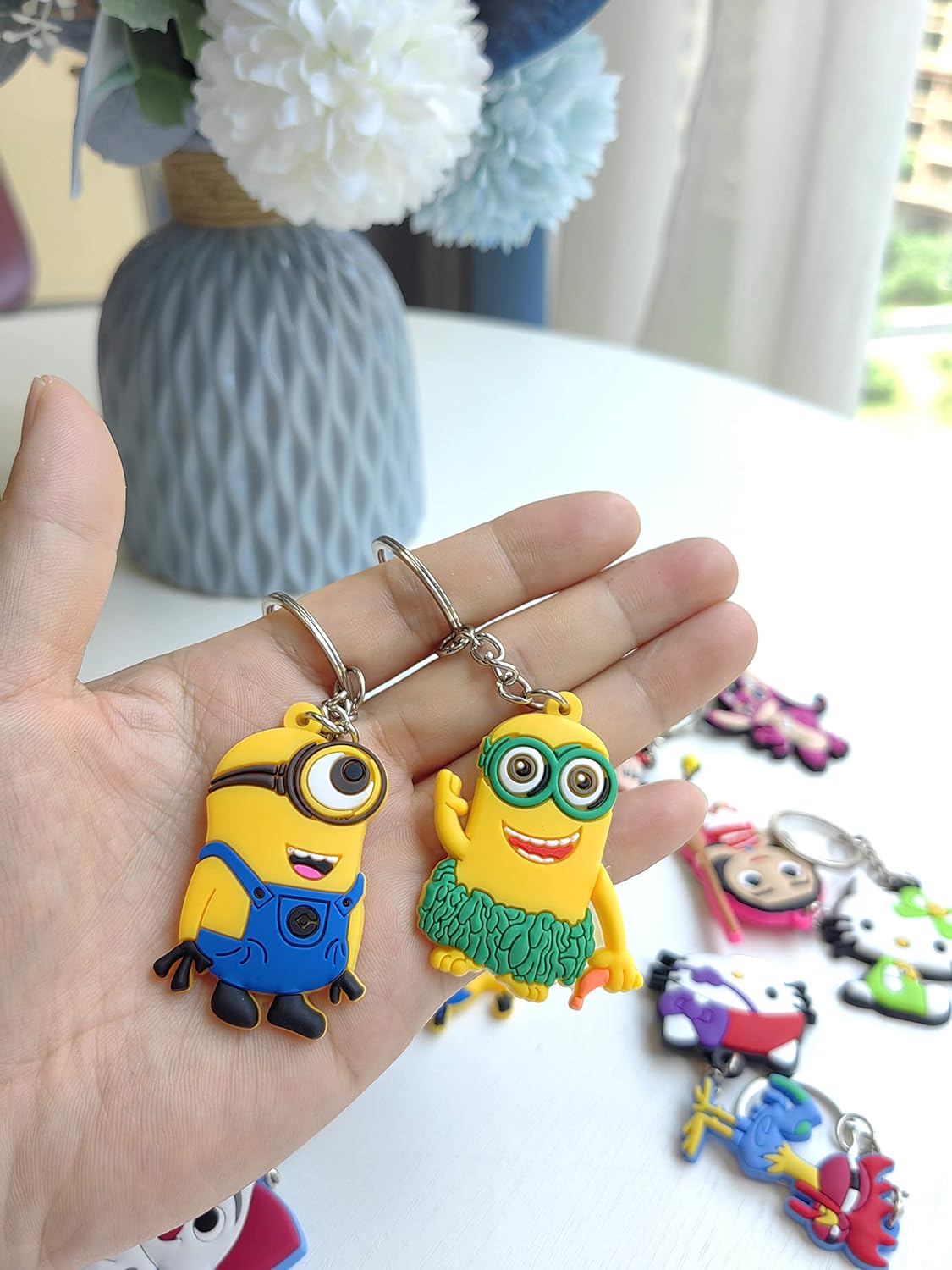 20PCS Cute Cartoon Keychain Keyring Pendants Accessories for Kids Birthday Party Favors School Carnival Reward Prizes Decoration Supplies