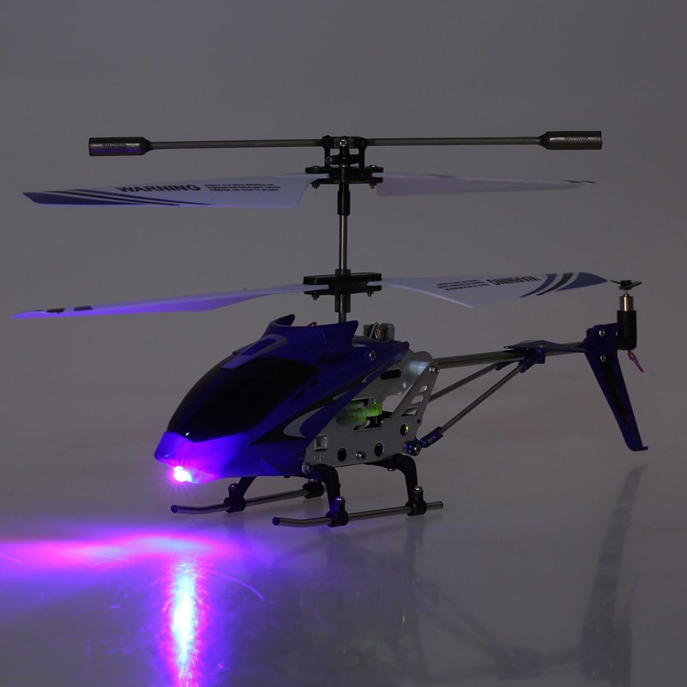 RC Helicopter, S107G 3 Channel, RC Helicopter with Gyro, Blue - Toyigo