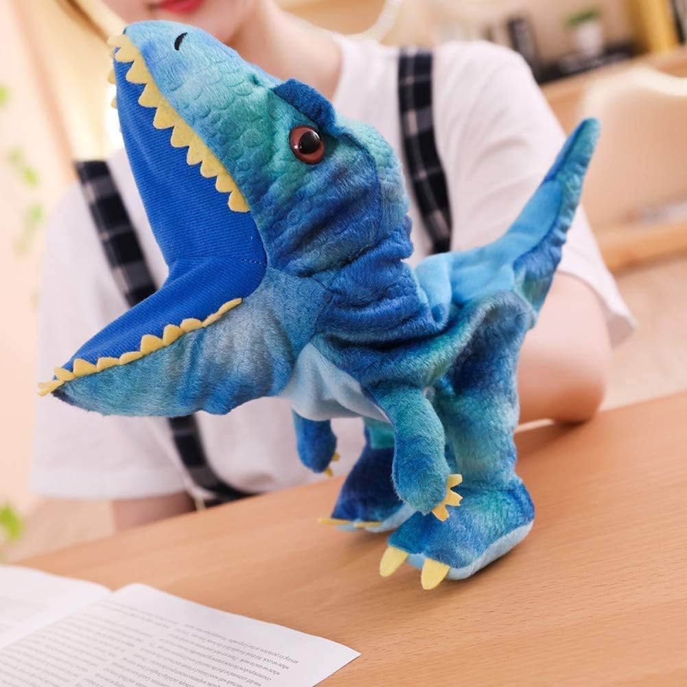 Plush Dinosaur Hand Puppets, Dinosaur Stuffed Animal Cute Soft Plush Toy, Great Birthday Gift for Kids, 11 inches Open Movable Mouth for Creative Role Play