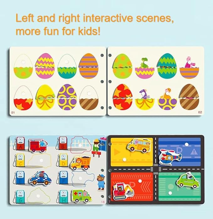 Quiet Book for Toddlers ? Montessori Learning & Activity Busy Book with Velcro Puzzles ? Educational Preschool Toy for Kids, 30 Pages