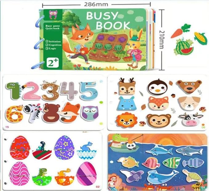 Quiet Book for Toddlers ? Montessori Learning & Activity Busy Book with Velcro Puzzles ? Educational Preschool Toy for Kids, 30 Pages