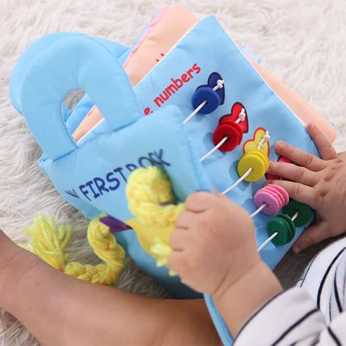 Baby Cloth Book for Toddlers ? 3D Cartoon Sensory Book, Stroller Hanging Toy, Car Seat Learning Toy for Babies 3-12 Months