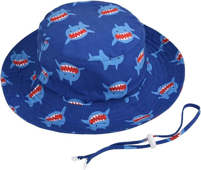 Baby Sun Hat Adjustable - Outdoor Toddler Swim Beach Pool Hat Kids UPF 50+ Wide Brim Chin Strap Summer Play Hat