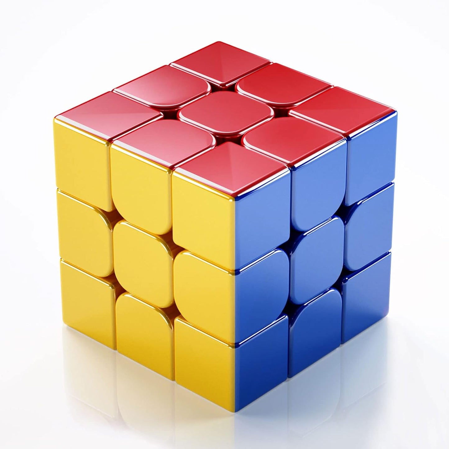 3x3 Magnetic Speed Cube with Reflective Mirror Finish - Stickerless Magic Puzzle Toy for Smooth and Fast Solving