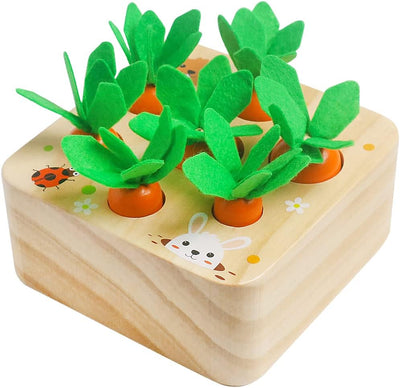 Educational Wooden Carrot Harvest Game: Shape & Sorting Puzzle for Babies and Toddlers (12 Months+)