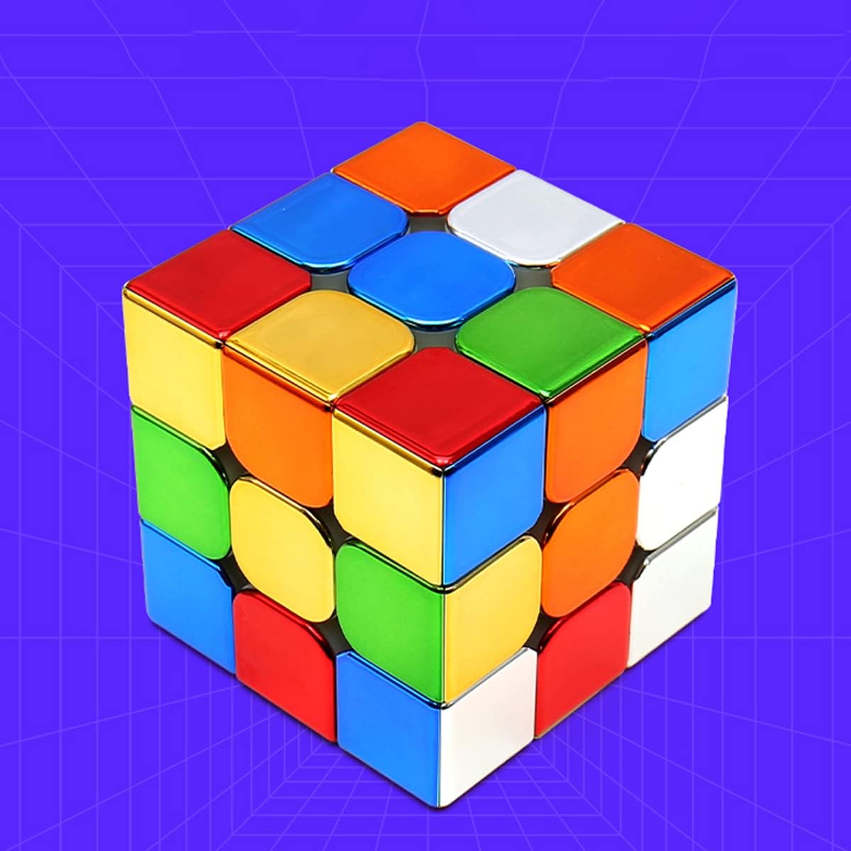 3x3 Magnetic Speed Cube with Reflective Mirror Finish - Stickerless Magic Puzzle Toy for Smooth and Fast Solving