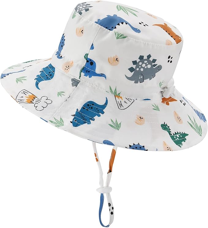 Baby Sun Hat Adjustable - Outdoor Toddler Swim Beach Pool Hat Kids UPF 50+ Wide Brim Chin Strap Summer Play Hat