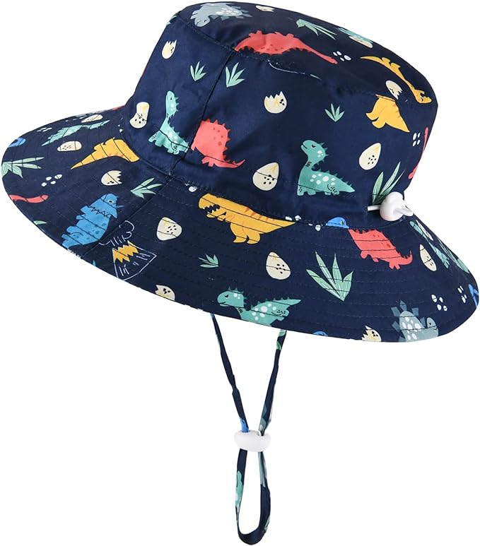 Baby Sun Hat Adjustable - Outdoor Toddler Swim Beach Pool Hat Kids UPF 50+ Wide Brim Chin Strap Summer Play Hat