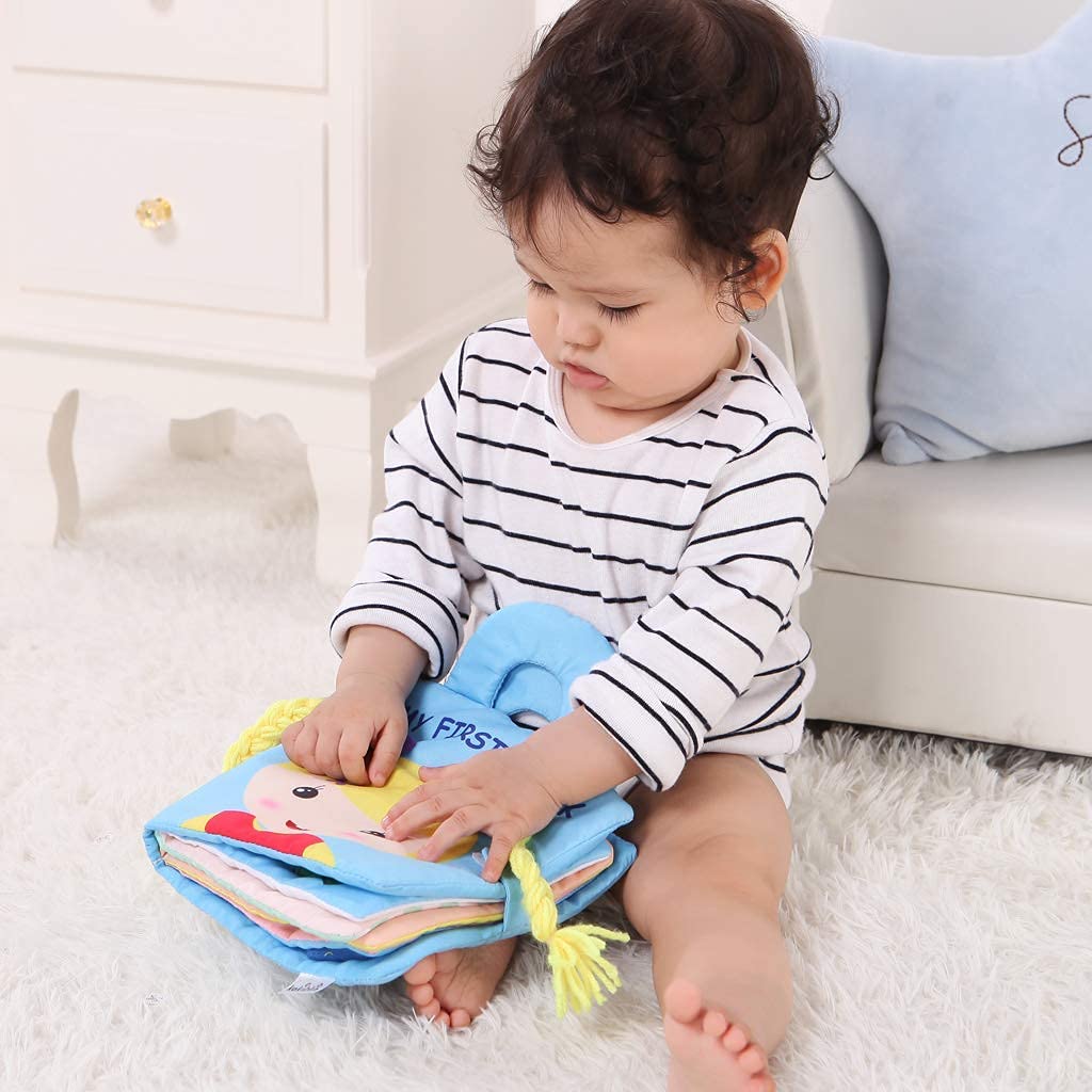 Baby Cloth Book for Toddlers ? 3D Cartoon Sensory Book, Stroller Hanging Toy, Car Seat Learning Toy for Babies 3-12 Months