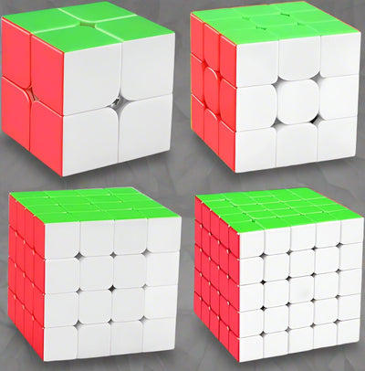 Stickerless Speed Cube Bundle: MF2S 2x2, MF3S 3x3, MF4S 4x4, MF5S 5x5 - Includes Gift Box