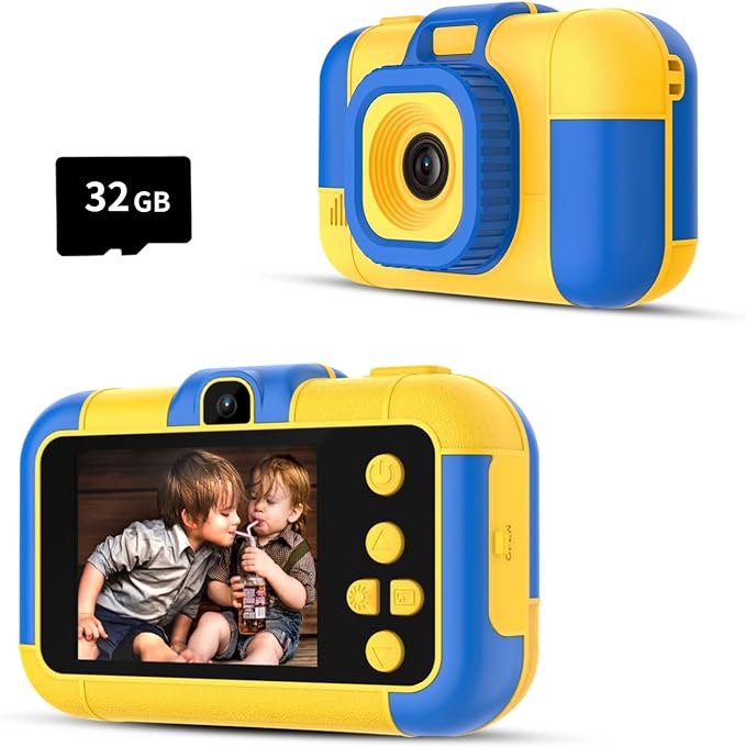 Kids Camera for Girls, 1080P HD Digital Video Cameras for Kids, Toddler Selfie Toy Camera Christmas Birthday Gifts for Kids Age 3-10 with 32GB SD Card Blue - Toyigo