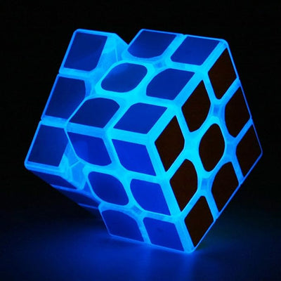 Fluorescent Blue Speed Cube 3x3x3 - Glow in the Dark Luminous Magic Puzzle Toy for All Ages