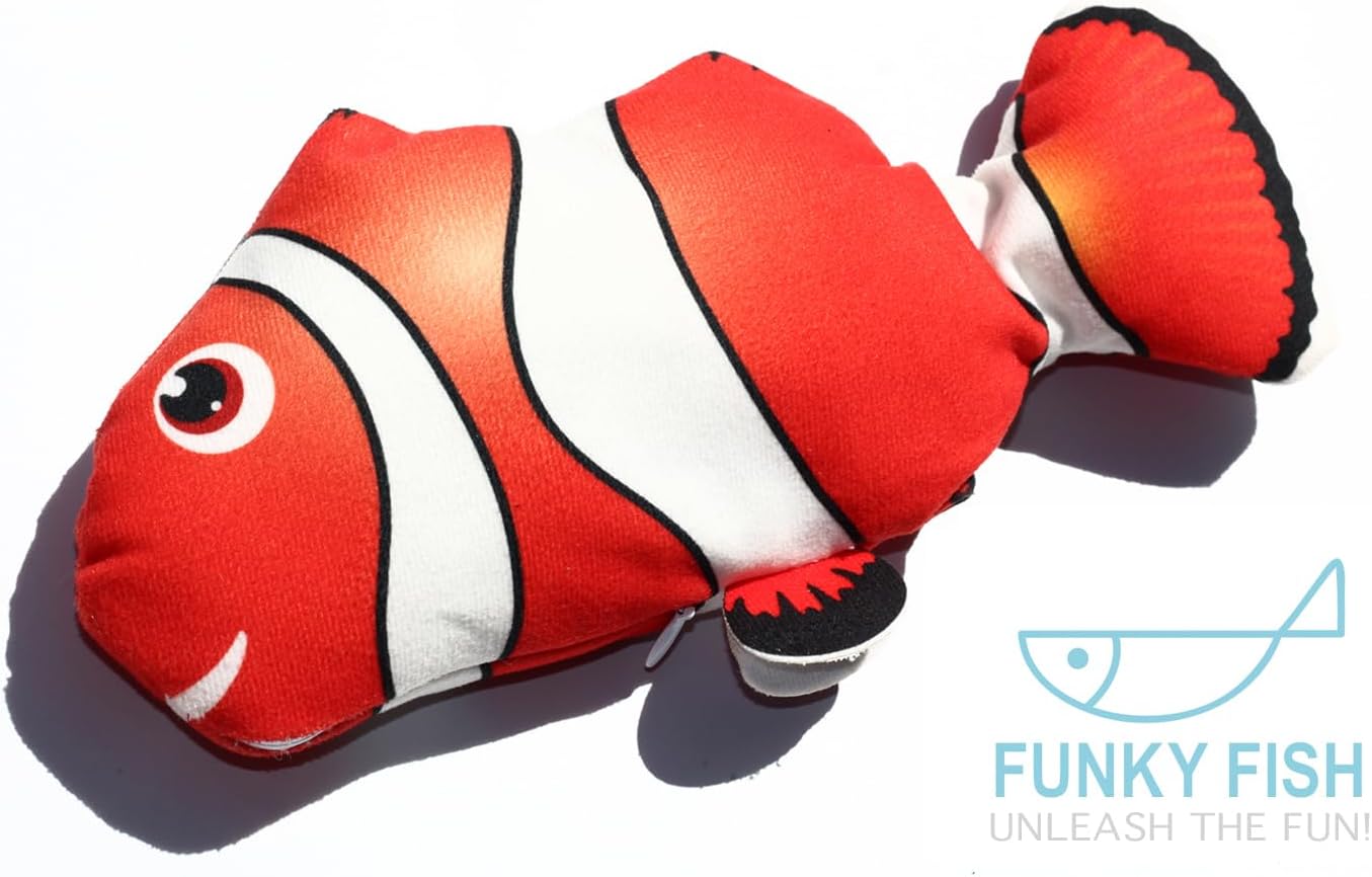 Funky-Fish Tummy Time Toy, Baby Motor Skills Toy, Head Control Toy, Infant Crawling Toy for Baby Boy & Girl, Elctronic Soft Safe Hypoallergenic Cotton Fabric - Toyigo