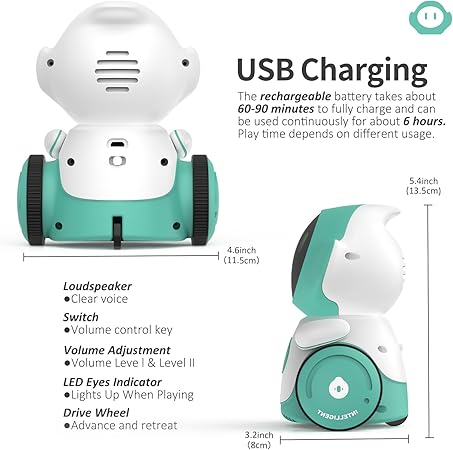 Rechargeable Voice-Controlled Dancing Robot ? Smart Interactive Toy with Recording & Singing Features for Kids 3+ (Green)