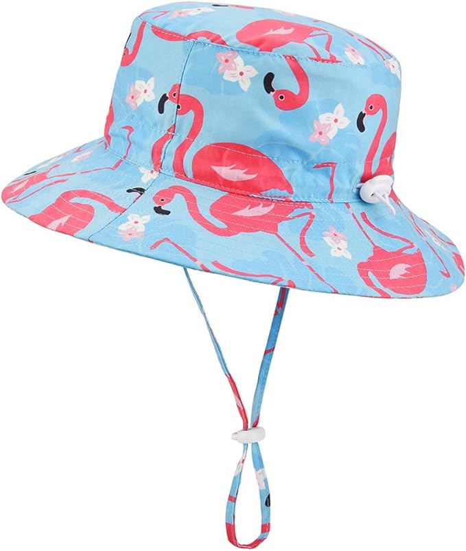 Baby Sun Hat Adjustable - Outdoor Toddler Swim Beach Pool Hat Kids UPF 50+ Wide Brim Chin Strap Summer Play Hat