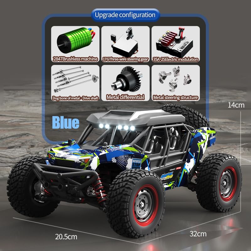 4WD 1/16 Scale RC Drift Car, 70KM/H Brushless Motor, Off-Road Ready, 2.4GHz RTR Electric Remote Control Racing Car