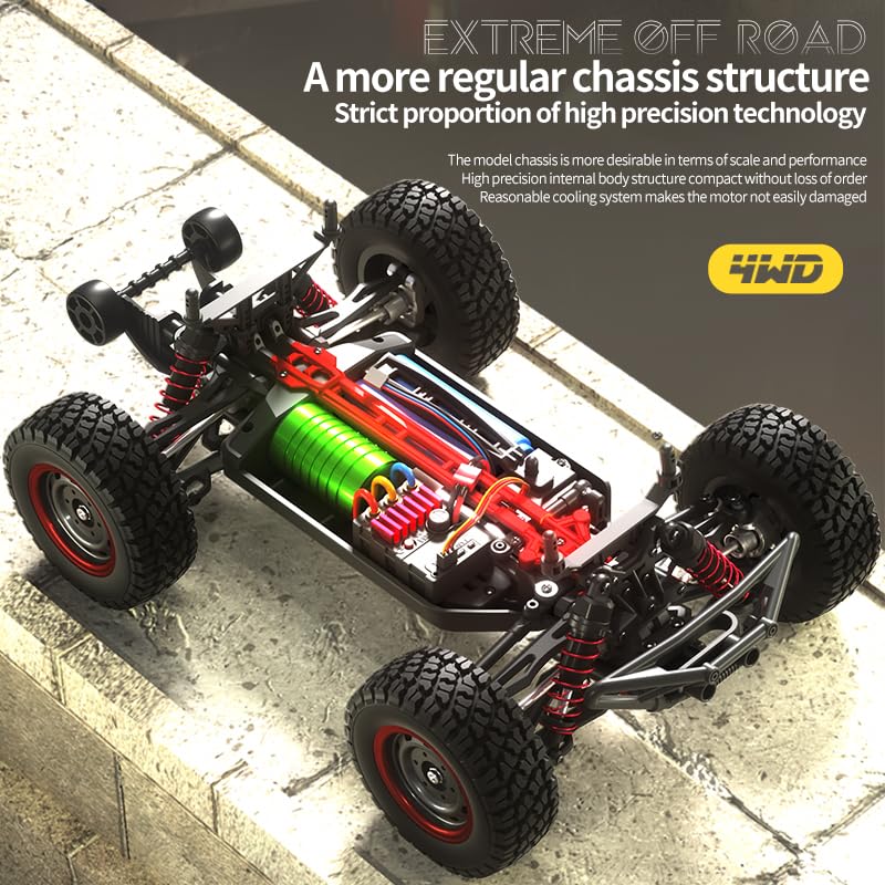 4WD 1/16 Scale RC Drift Car, 70KM/H Brushless Motor, Off-Road Ready, 2.4GHz RTR Electric Remote Control Racing Car