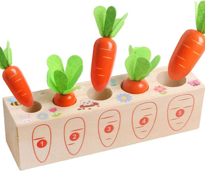 Wooden Montessori Shape Matching Puzzle - Carrot Harvest Game for Boys and Girls Aged 1-3 | Developmental Educational Toy for Toddlers | Ideal Birthday Gift for Fine Motor Skill Development