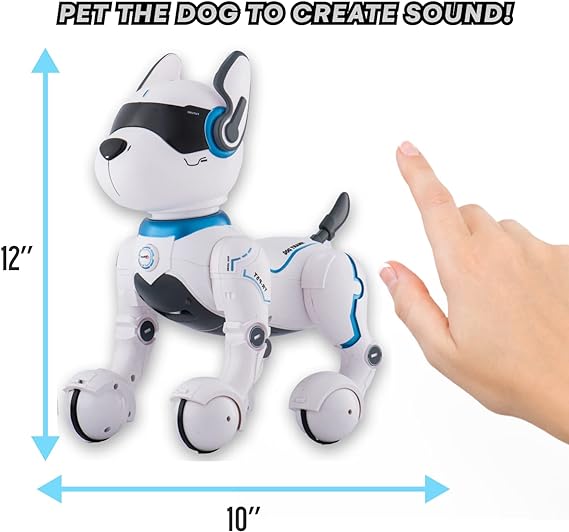 Top Race Programmable Robotic Dog Toy - Remote Control Pet with Touch Function, Voice Control for Kids 5-7 - Rechargeable Smart Animal Toy - Toyigo