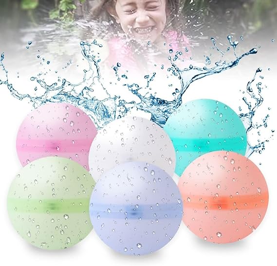 Water Balloons Self Sealing Quick Fill Refillable Water Balls for Kids, 10pcs Reusable Water Bomb Splash Balls for Pool Outdoor Water Toys Balloons for Water Fight Game Summer Fun Party(Non-magnetic)