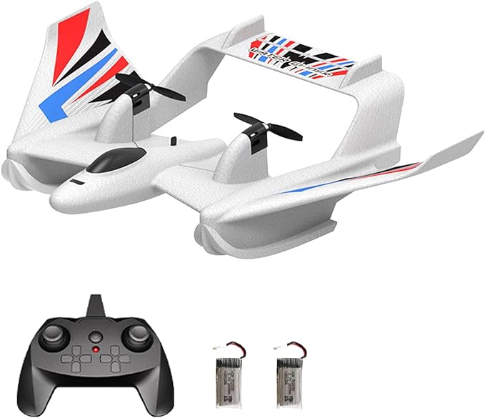 Remote control plane, Waterproof Gyro Stabilized EPP Foam Fixed-Wing Glider Aircraft RC Plane with LED Lights, 2.4GHz 2CH RC Aircraft, RC Glider with Gyroscope and Stunt Flying for Kids - Toyigo