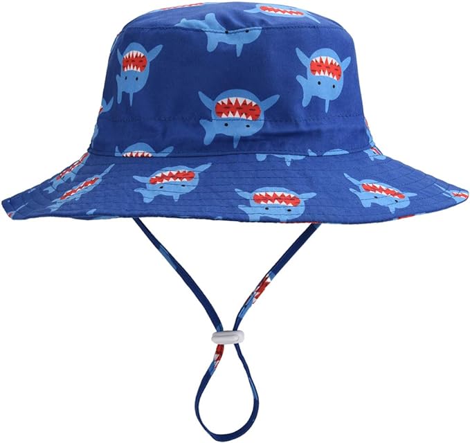 Baby Sun Hat Adjustable - Outdoor Toddler Swim Beach Pool Hat Kids UPF 50+ Wide Brim Chin Strap Summer Play Hat