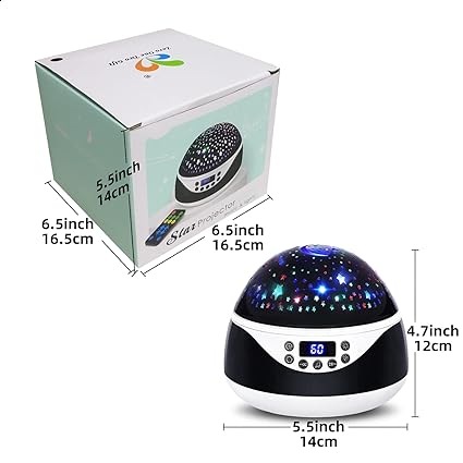 Indoor 2-in-1 Star Projection Night Light and Snowflake Projection Night Light with Timer and 360 Degree Rotation for Room or Bedroom Night Lights