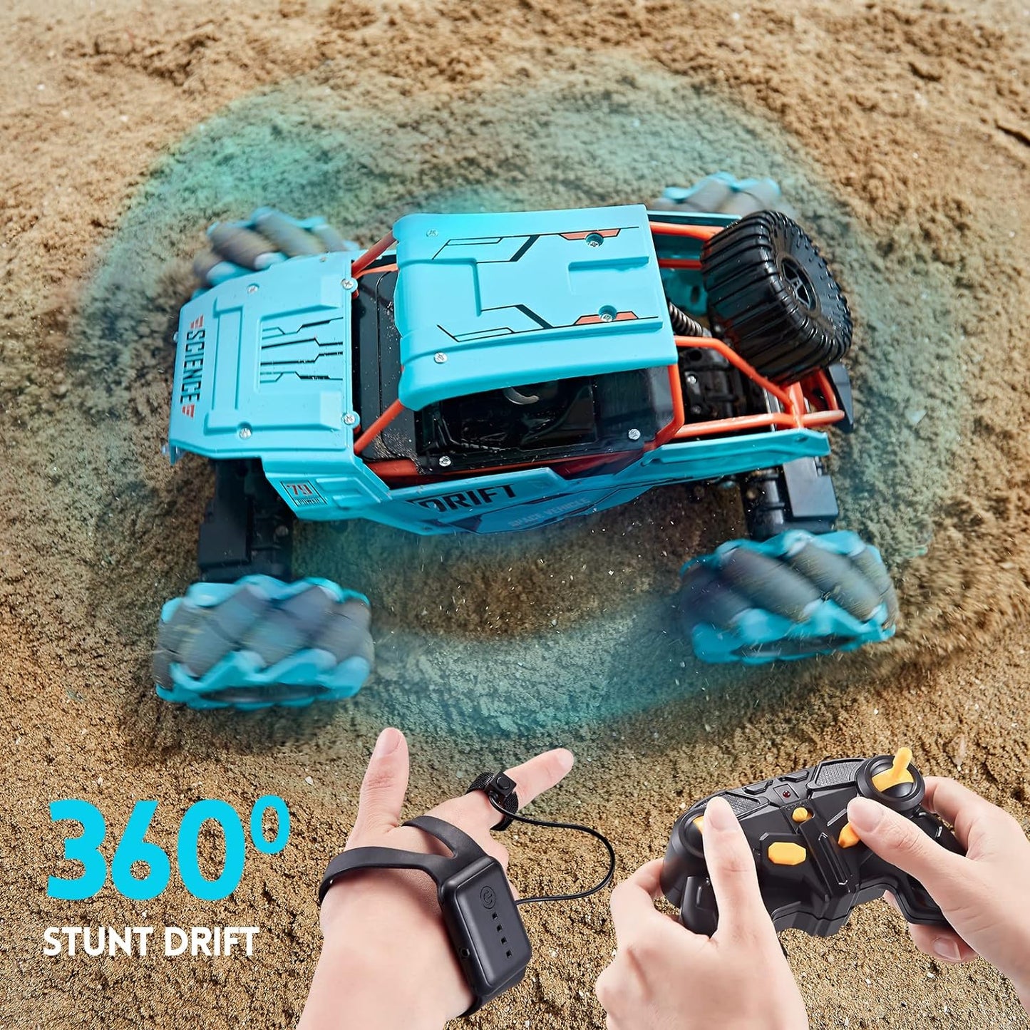 Remote Control Car,  360ø Rotating Hand Controlled Monster Truck All Terrains 14 Scale 4WD Metal Gesture Sensor RC Car, Stunt Car with Rechargeable Batteries Boys Gifts for Kids - Toyigo