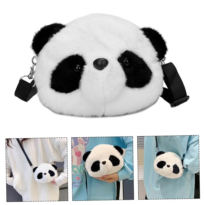 Smart Panda Soft Plush, Crossbody Panda Backpacks, Panda Shoulder Bag, Kawaii Purse Fur Material Trendy Purses Girl Wallet Stuffed Animals Toy for Kids Adults - Toyigo