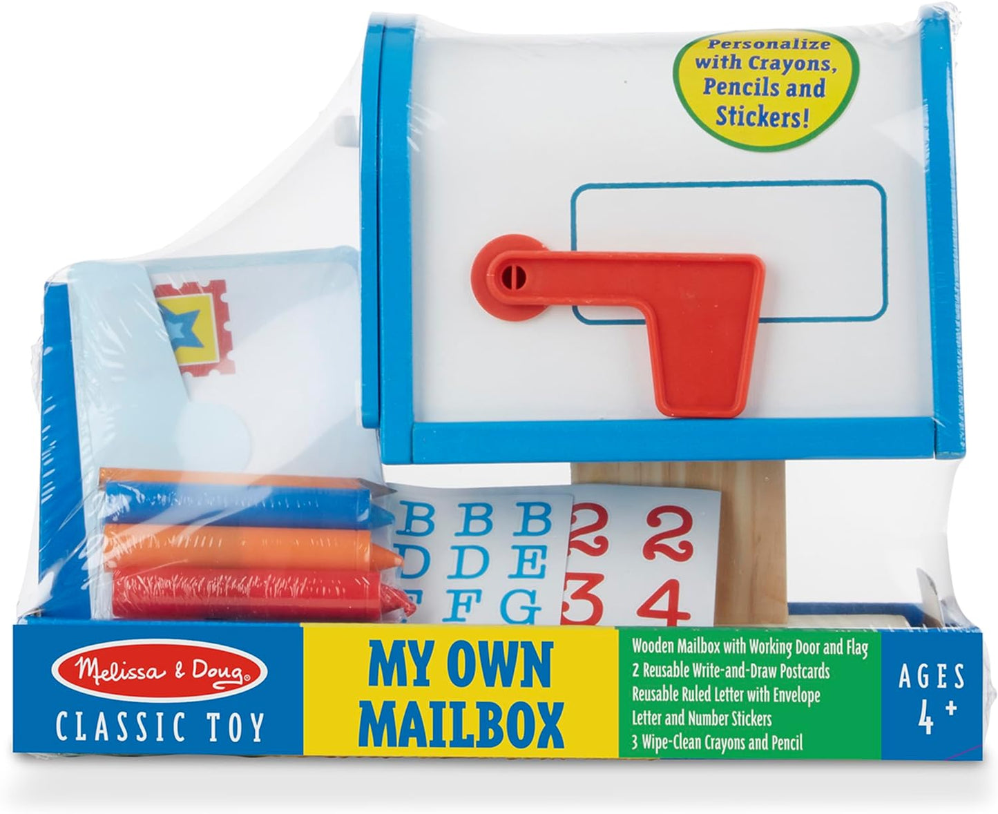 Wooden Mailbox Activity Set, Educational Toy with Reusable Letters and Post cards, Preschool Learning Mailbox Activity Set Mailbox Play Set Ages 4+ Kids Adults - Toyigo