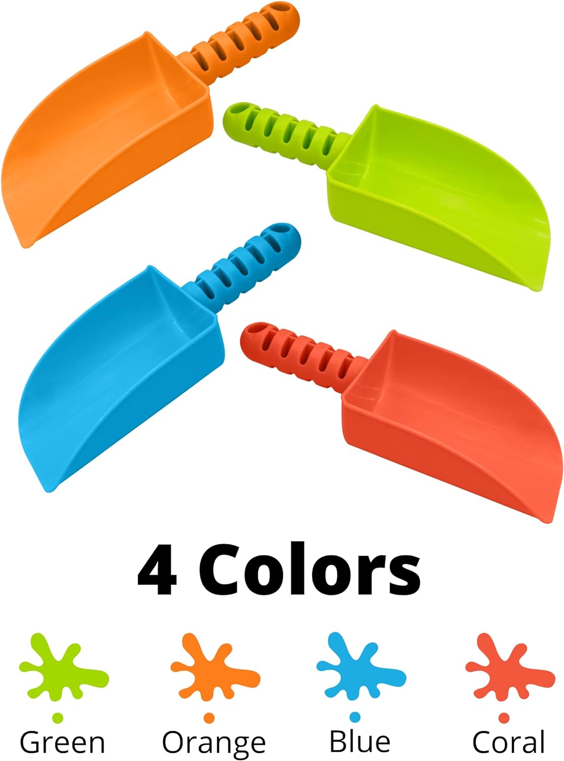 4 Pack Beach Shovels 8 Inch, Heavy Duty Plastic Sand Shovel for Kids, Great for Planting Gardening Shovels for Toddlers, Outdoor Digging Sandbox Toys