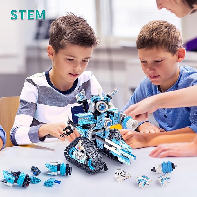 Stem Robot Toy Building Kit, 3 in 1 Erector Set for Boys 8-14 Years Old, 398Pcs App & Remote Control Blocks DIY Engineering Robotics for Kids, 6 7 9 10 11 12+ Boys & Girls Birthday Gifts Ideas