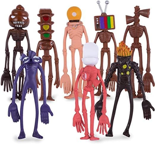 8Pcs Siren Head Horror Toys,  Action Figures, Cartoon Monster Decorations, for Kids, Children's Birthday Gifts