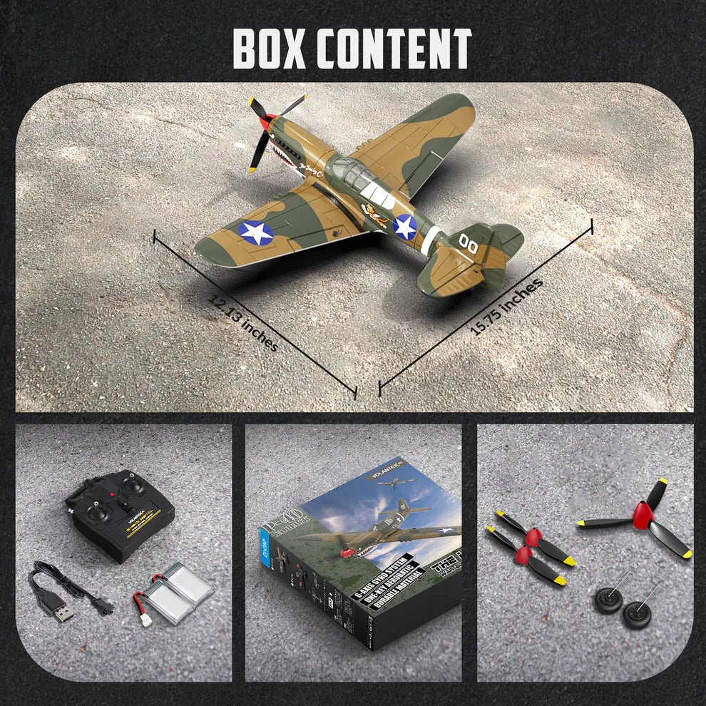 Warhawk P40 4CH 400mm RTF Beginner RC Plane (15.7") – Easy to Fly, Ready to Fly (RTF)