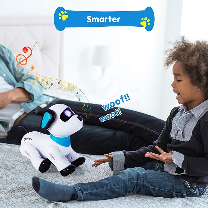 Remote Control Robot Dog Toy, RC Stunt Toy Dog with Sound LED Eyes, Programmable Interactive & Smart Dancing Robots for Kids 5 and up Electronic Pets Toys Robotic Dogs for Kids - Toyigo