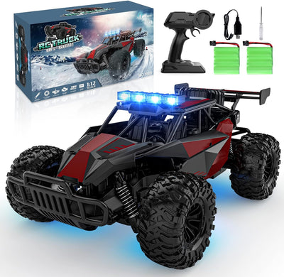 Remote Control Car, 2.4GHz High Speed 33KM/H RC Cars Toys, 1:12 Monster RC Truck Off Road, with LED Headlight and Rechargeable Battery Gifts for Adults Boys 8-12 - Toyigo