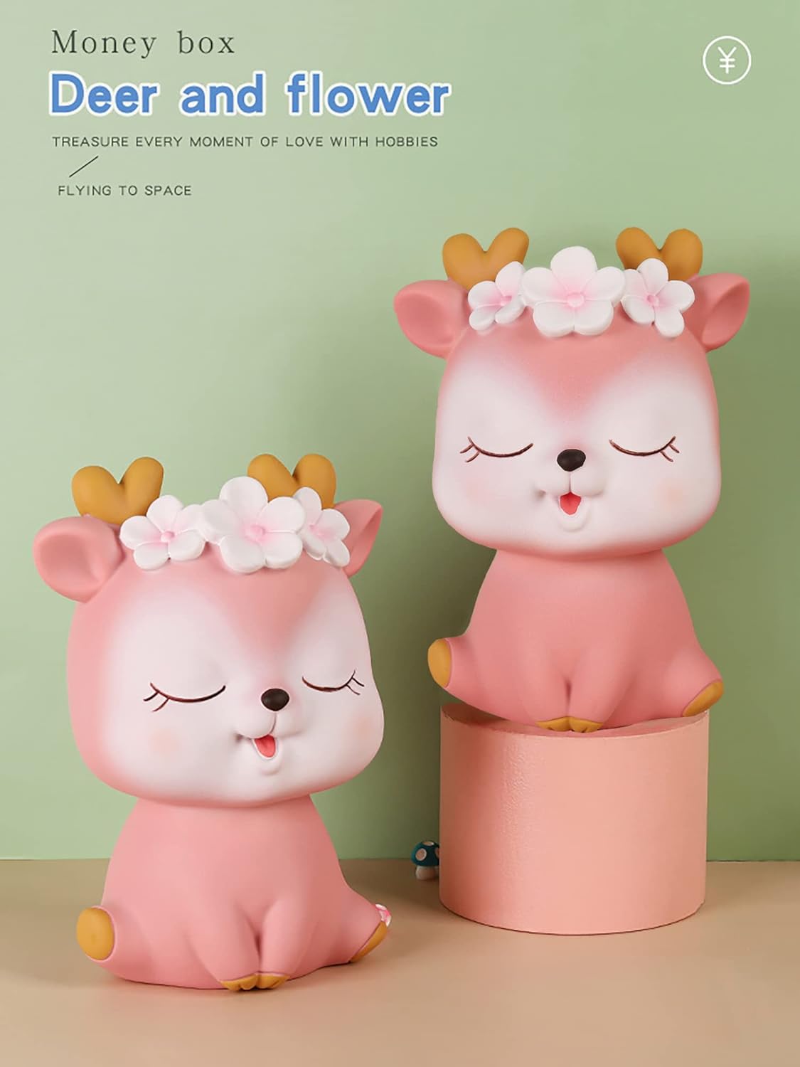 Piggy Bank Girls, Cute Deer Money Bank, Unbreakable Plastic Coin Bank, Pink Piggy Banks Saving Money Box Home Room Decoration Birthday for Kids Adults