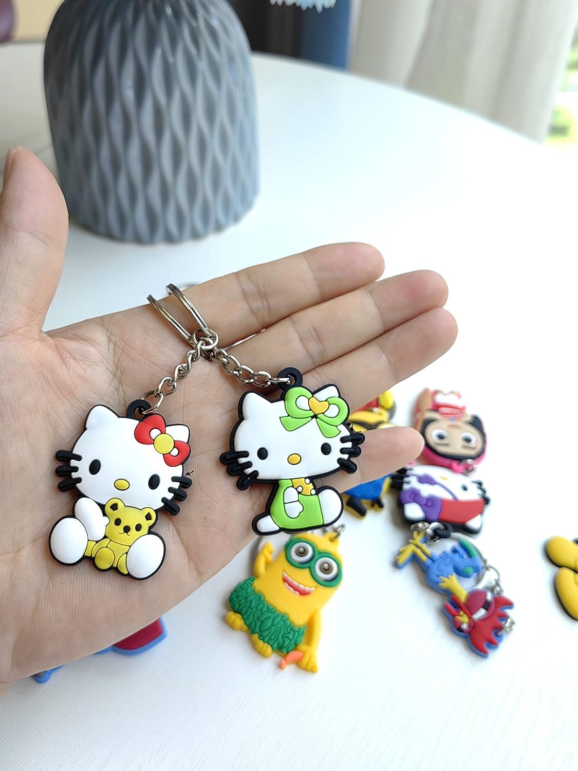 20PCS Cute Cartoon Keychain Keyring Pendants Accessories for Kids Birthday Party Favors School Carnival Reward Prizes Decoration Supplies