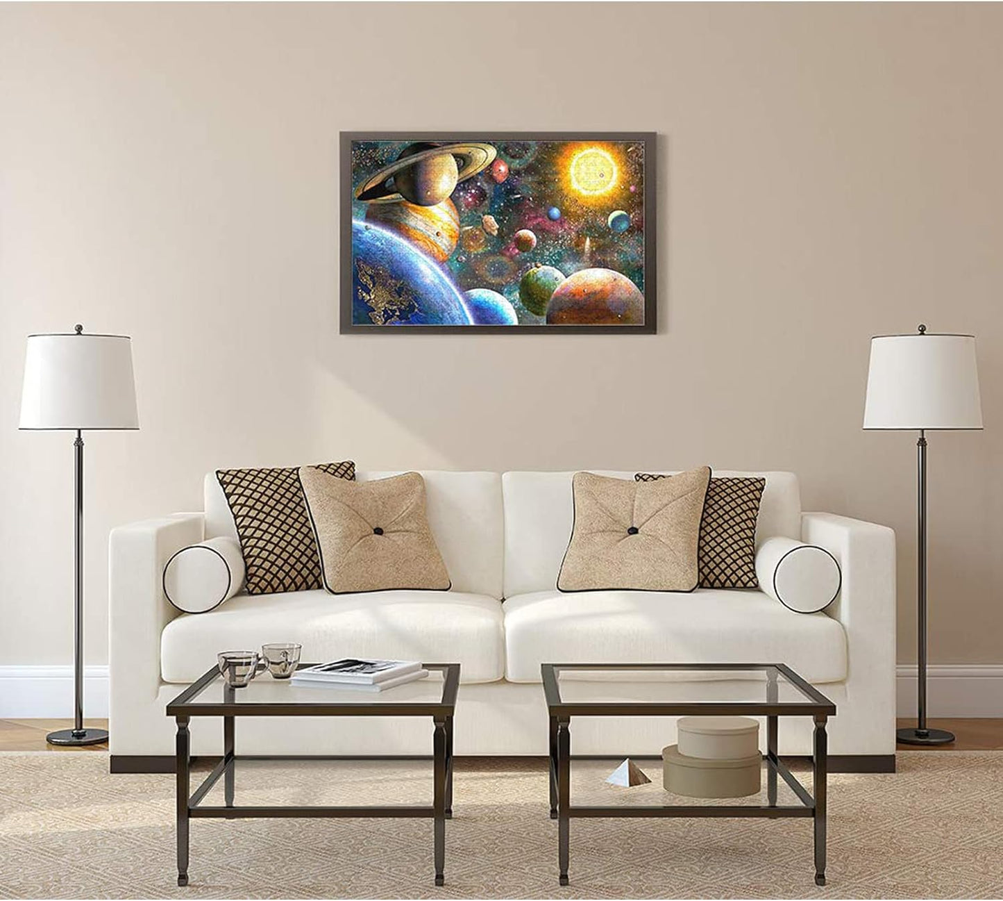 Dreamy Milky Way Solar System Tapestry – Planet Pattern Wall Decor for Bedroom & Home, Warm Ambiance(150x130cm)