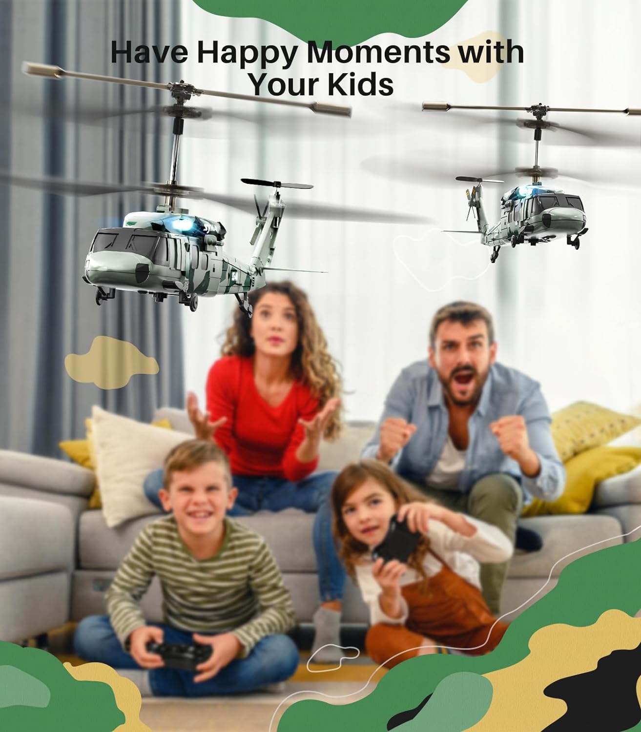 RC Military Helicopters, Remote Control Helicopter, Army Fans with Lifelike Simulation, Stunning Night Flights, Upgraded Protection System, 3.5 Channel,Altitude Hold for Kids Adults - Toyigo