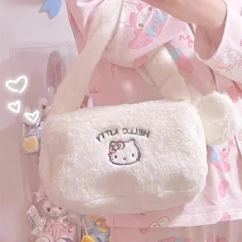 Cute Bag, Portable Hello Kitty Plush Handbag, Kawaii Sanrio Plush, Y2k Casual Korean Shoulder Bag Packaging Christmas Decorations for Women - Toyigo