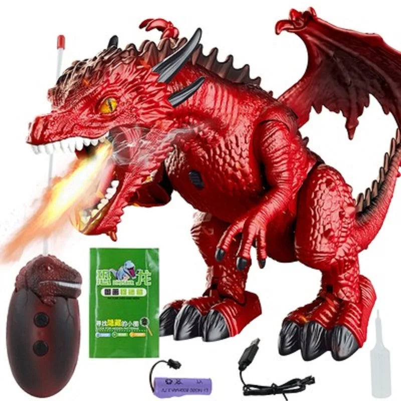 Remote Control Dinosaur, 2.4G RC Electric Walking Spray Dinosaur Simulation Velociraptor Toy With LED Light - Toyigo